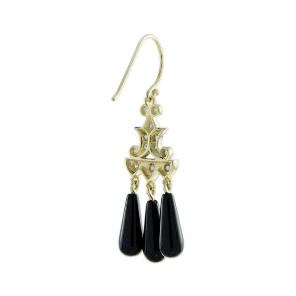 Diamond and Onyx Art Deco Style Drop Earrings - Image 6