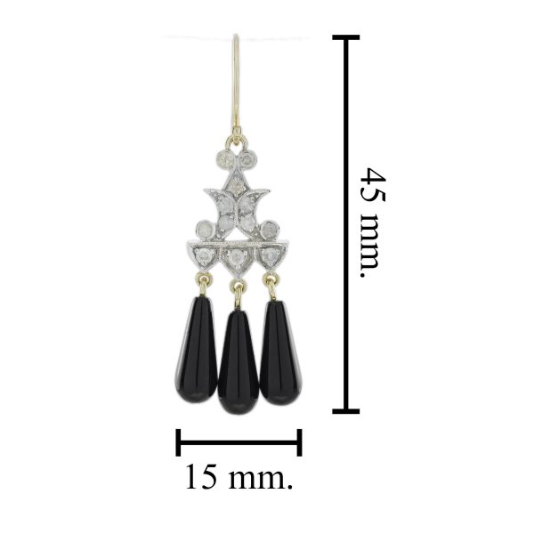 Diamond and Onyx Art Deco Style Drop Earrings - Image 7