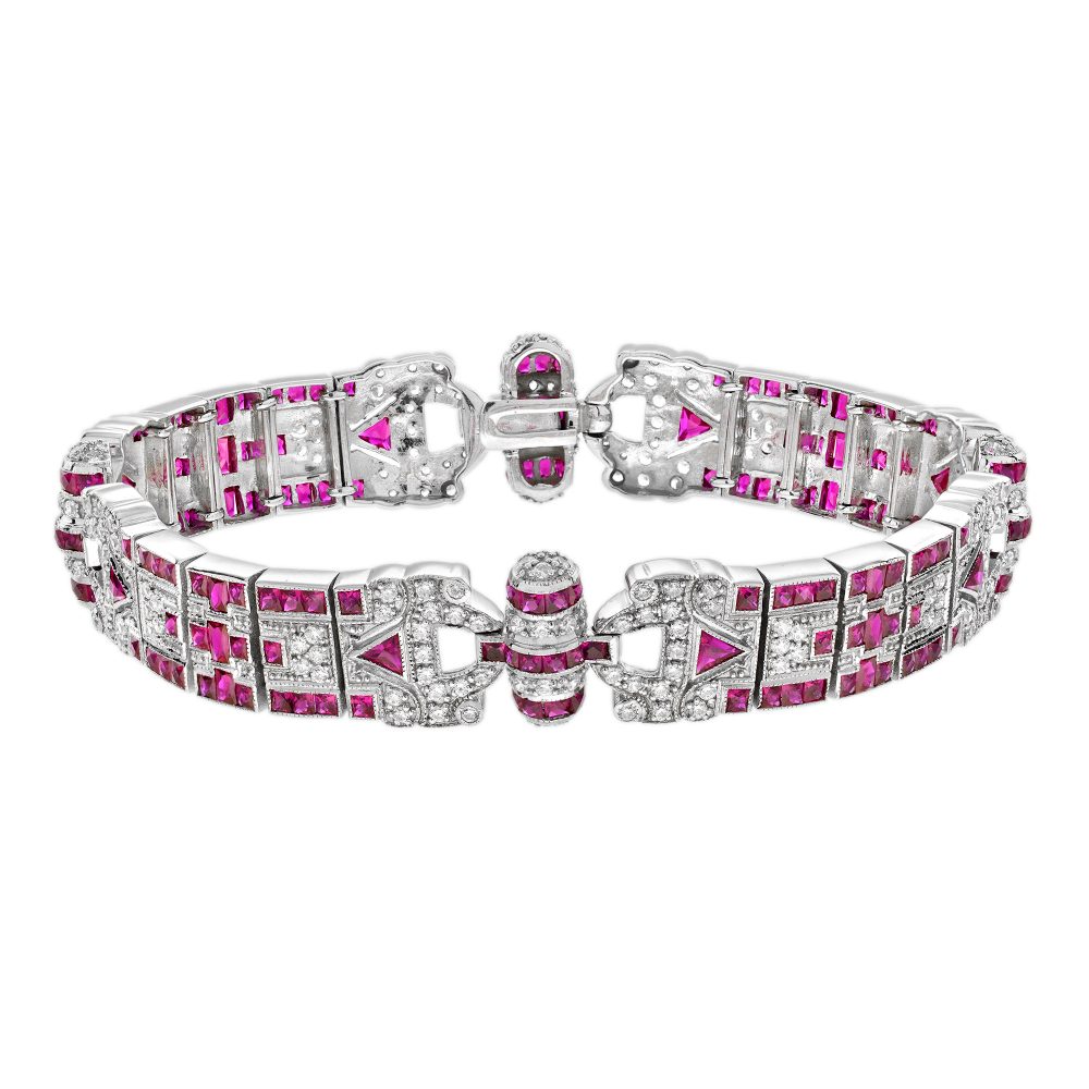 Ruby and Diamond Antique Inspired Bracelet