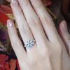 R3508 D2-S9-D5 L2609OB 01 Diamond and Blue Sapphire Art Deco Style Target Engagement Ring