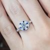 R3508 D2-S9-D5 L2609OB 02 Diamond and Blue Sapphire Art Deco Style Target Engagement Ring