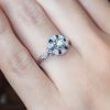 R3508 D2-S9-D5 L2609OB 03 Diamond and Blue Sapphire Art Deco Style Target Engagement Ring