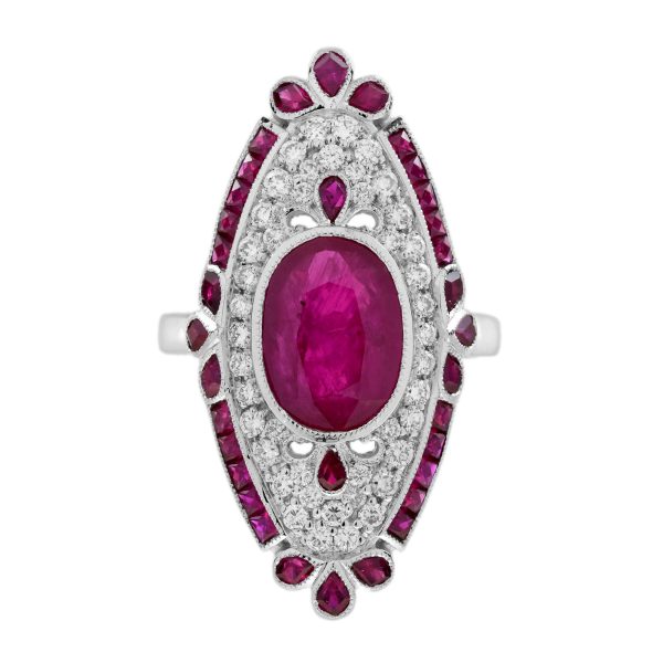 Ruby and Diamond Art Deco Style Cocktail Ring - Image 8