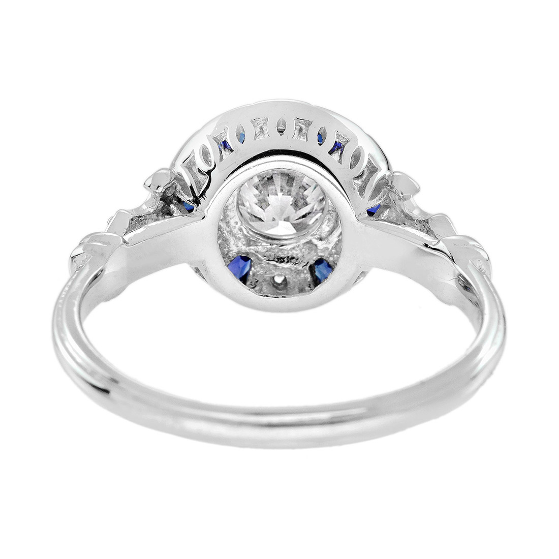 diamond-and-sapphire-halo-engagement-ring-14k-gold-back Diamond and Blue Sapphire Art Deco Style Target Engagement Ring