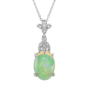 Ethiopian Opal and Diamond Art Deco Style Necklace