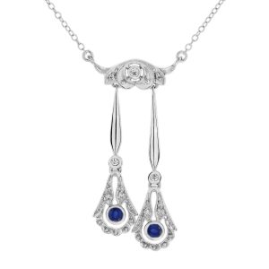 Sapphire and Diamond Art Deco Style Négligée Necklace