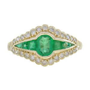 Emerald and Diamond Art Deco Style Ring