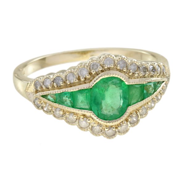Emerald and Diamond Art Deco Style Ring - Image 8