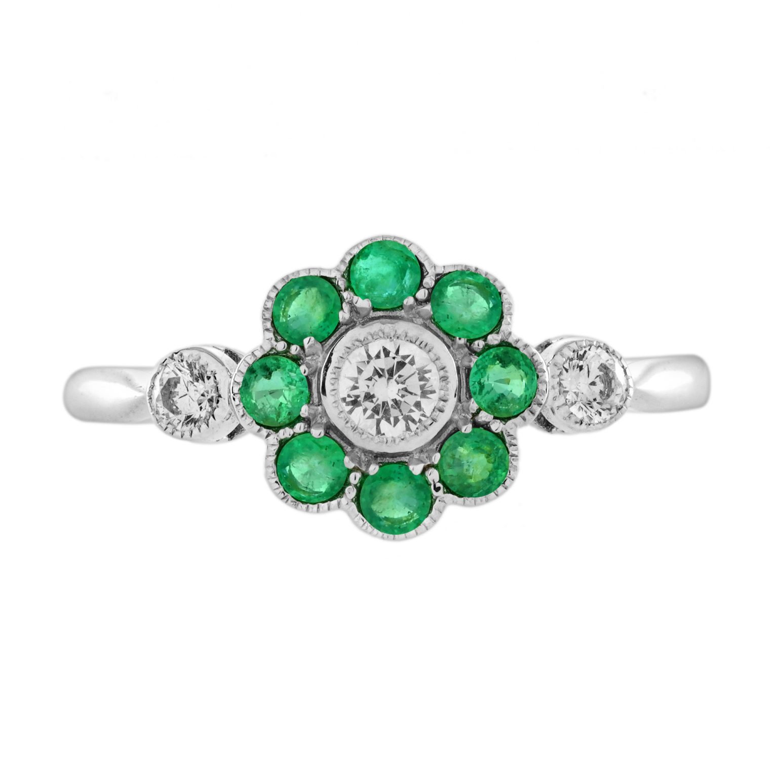 Daisy Diamond with Emerald Floral Ring