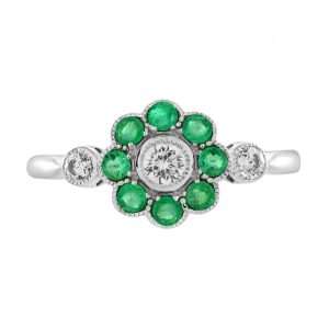Daisy Diamond with Emerald Floral Ring