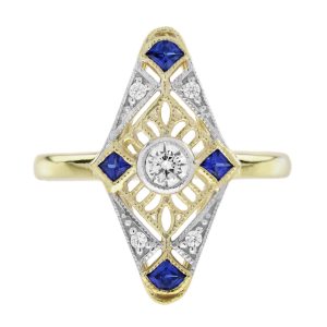 Diamond and Sapphire Art Deco Style Ring