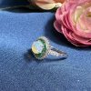 R3782 O-E9-D2 L2312B 01 Opal Emerald and Diamond Art Deco Style Target Engagement Ring