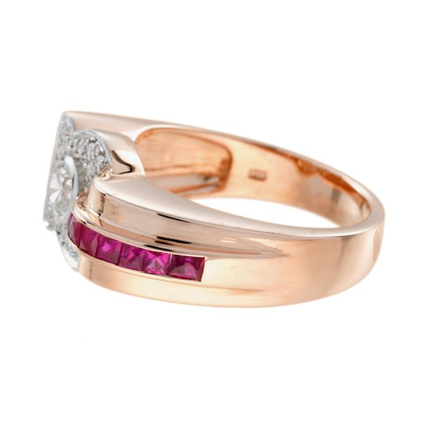 Diamond and Ruby Retro Style Engagement Ring - Image 7