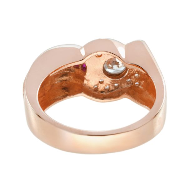 Diamond and Ruby Retro Style Engagement Ring - Image 9