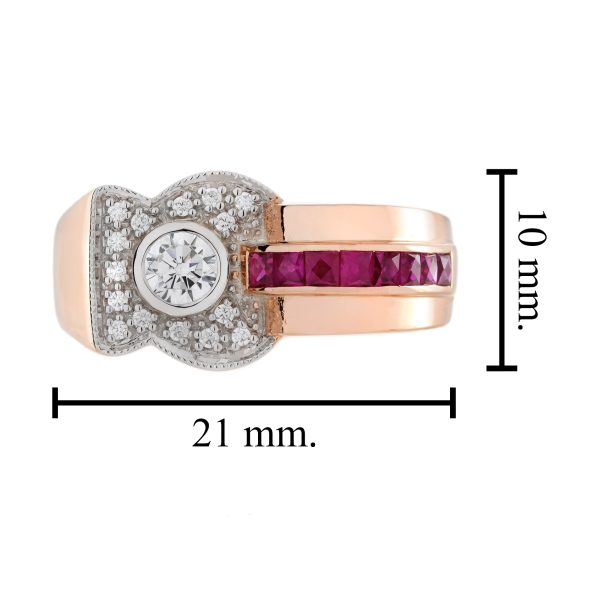 Diamond and Ruby Retro Style Engagement Ring - Image 11