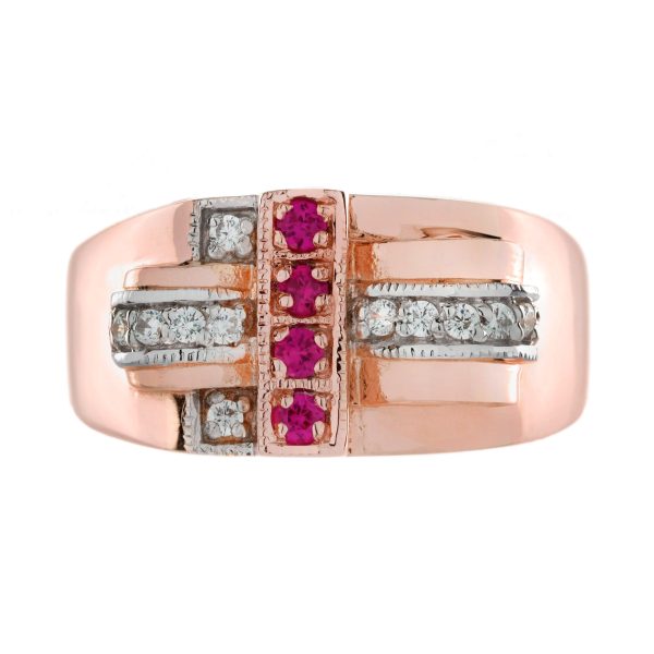 Ruby and Diamond Retro Style Bold Cocktail Ring - Image 6