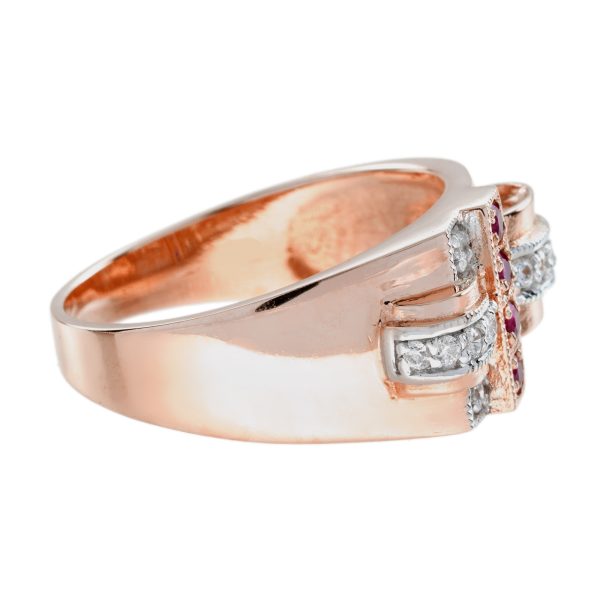 Ruby and Diamond Retro Style Bold Cocktail Ring - Image 7