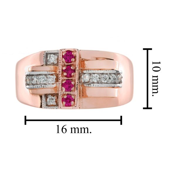 Ruby and Diamond Retro Style Bold Cocktail Ring - Image 10