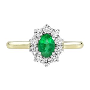 Emerald and Diamond Classic Style Engagement Ring