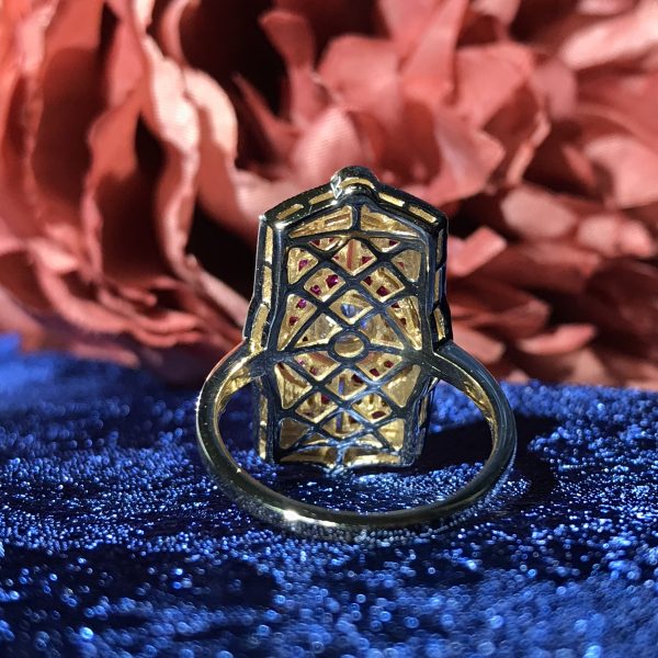 Diamond Ruby Art Deco Style Dinner Ring - Image 6