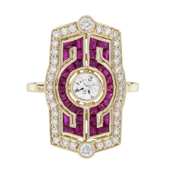 Diamond Ruby Art Deco Style Dinner Ring - Image 12