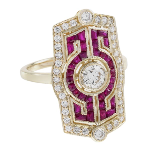 Diamond Ruby Art Deco Style Dinner Ring - Image 7