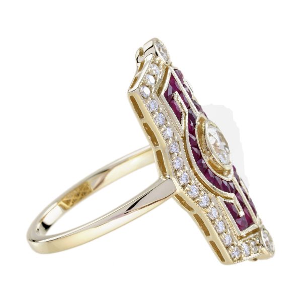 Diamond Ruby Art Deco Style Dinner Ring - Image 8