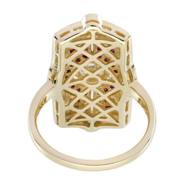 Diamond Ruby Art Deco Style Dinner Ring - Image 9