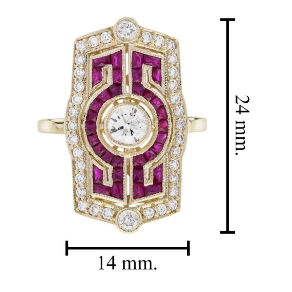 Diamond Ruby Art Deco Style Dinner Ring - Image 11