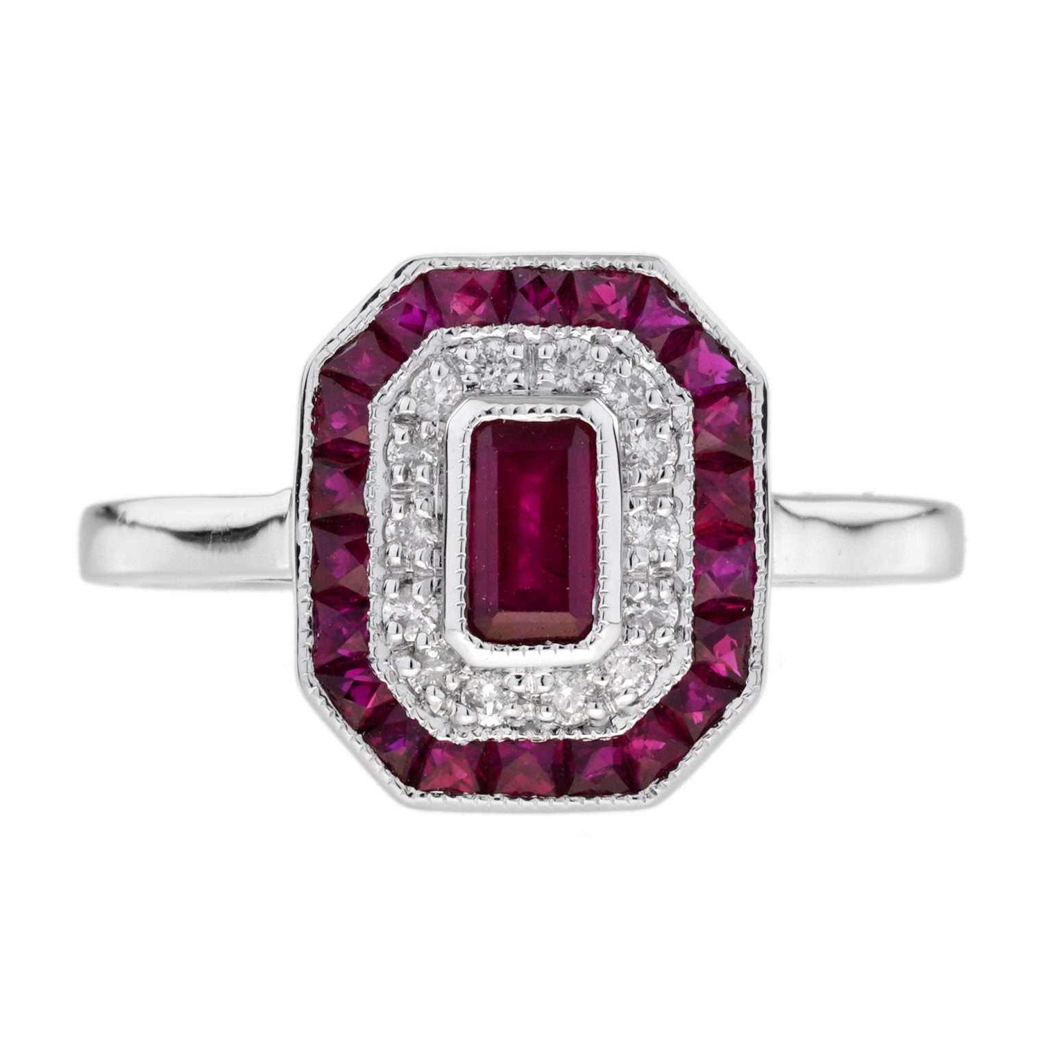 Ruby and Diamond Art Deco Style Engagement Ring