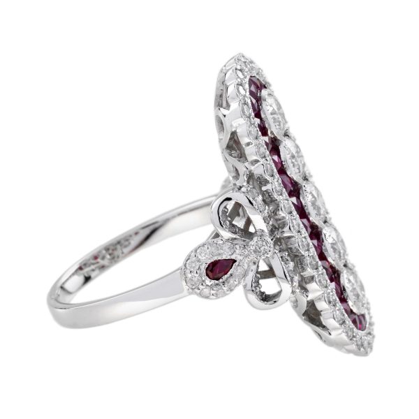 Diamond and Ruby Art Deco Style Cocktail Ring - Image 7