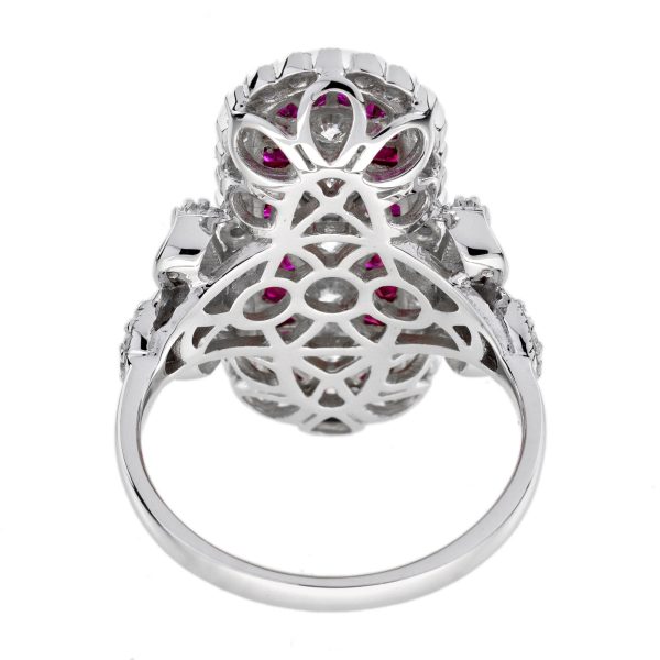 Diamond and Ruby Art Deco Style Cocktail Ring - Image 8