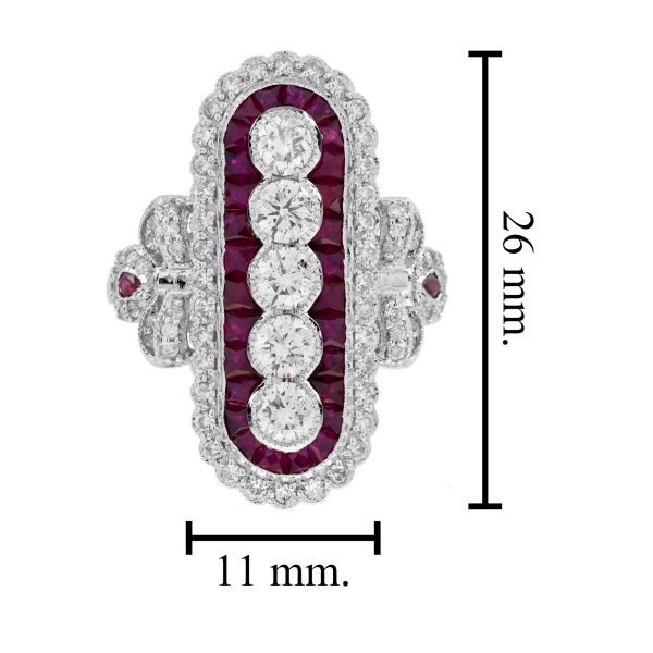 Diamond and Ruby Art Deco Style Cocktail Ring - Image 10