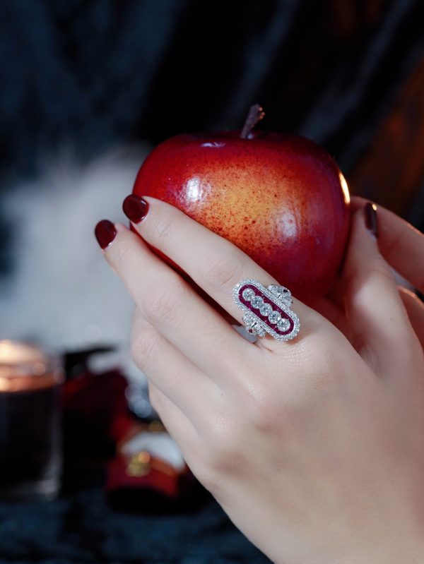 Diamond and Ruby Art Deco Style Cocktail Ring - Image 2