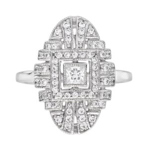 Diamond Art Deco Style Engagement Ring