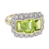 peridot-three-stone-art-deco-style-ring-14k-gold-angled-view Peridot and Diamond Art Deco Style Three Stone Ring