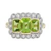 peridot-three-stone-art-deco-style-ring-14k-gold-front Peridot and Diamond Art Deco Style Three Stone Ring