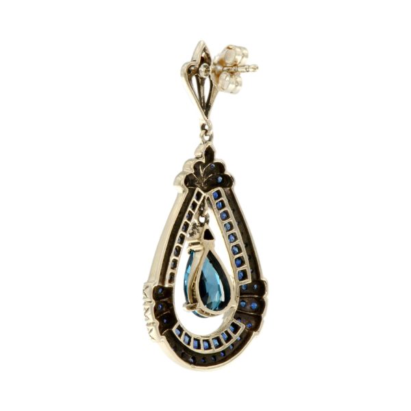 Sapphire and Diamond Antique Style Dangle Earrings - Image 5