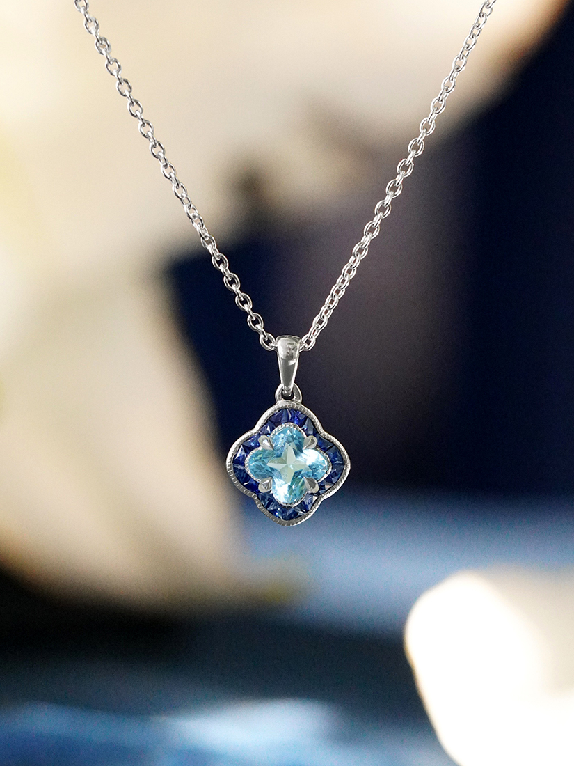 The Poise | Lilly Cut Blue Topaz Sapphire Necklace