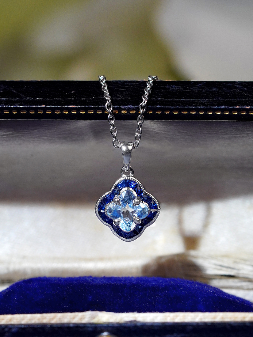 The Poise | Lilly Cut Blue Topaz Sapphire Necklace