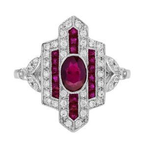 Ruby and Diamond Art Deco Style Dinner Ring