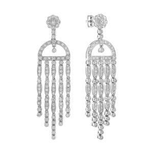 Diamond Pave Art Deco Style Chandelier Earrings