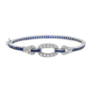 Sapphire and Diamond Art Deco Style Bangle
