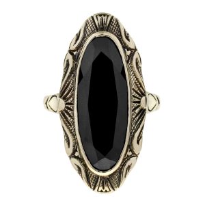 Oval Onyx Vintage Style Cocktail Ring