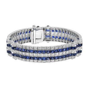 Sapphire And Diamond Art Deco Style Bracelet