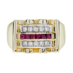 Ruby Diamond Art Retro Style Unisex Ring