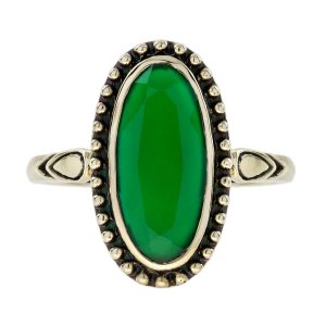 Oval Green Agate Vintage Style Cocktail Ring