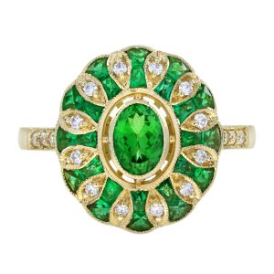 Tsavorite and Diamond Engagement Ring