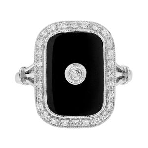 Diamond Onyx Art Deco Style Cocktail Ring