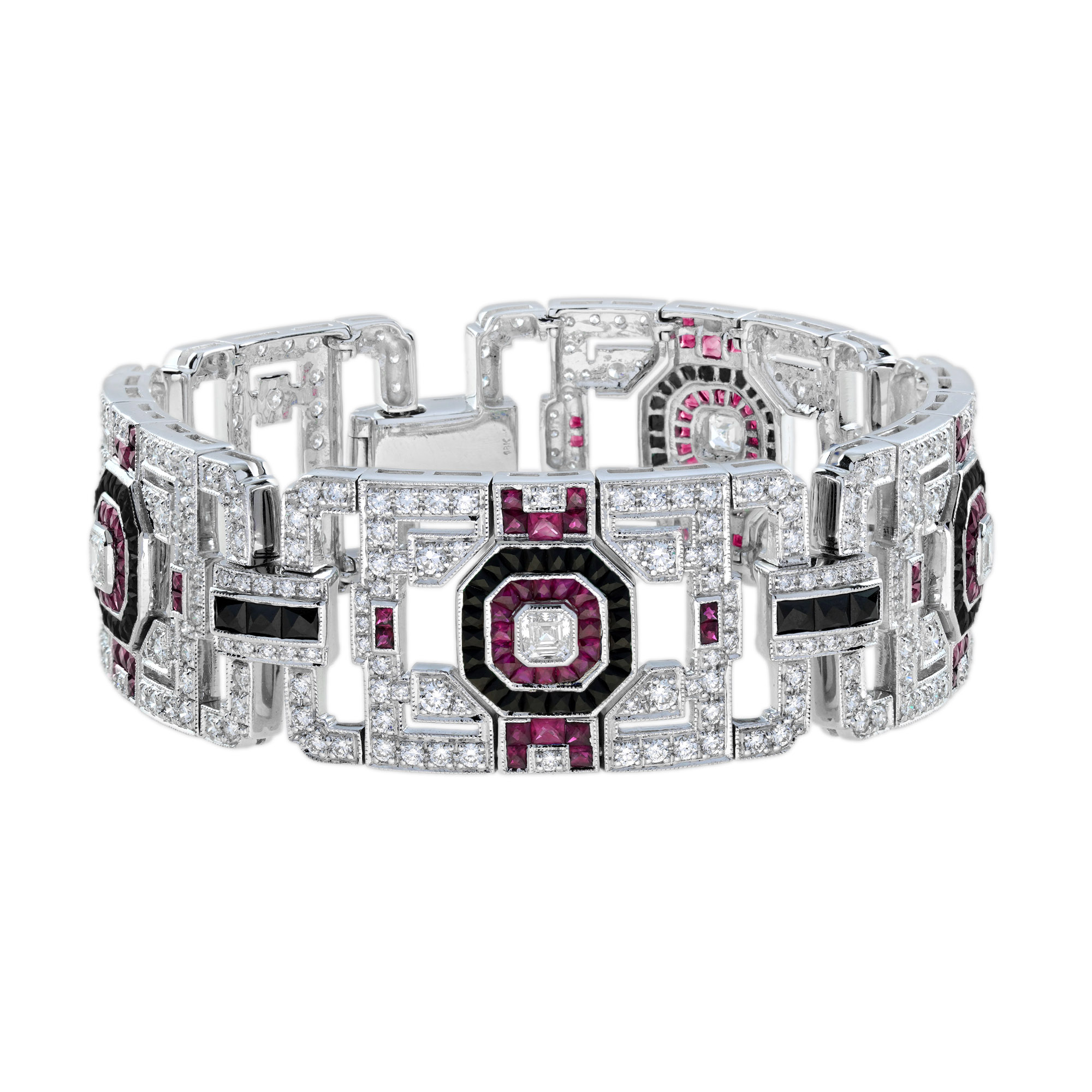 Diamond Ruby Onyx Art Deco Bracelet | Lilly M. JEWELERS Art Deco Bracelet